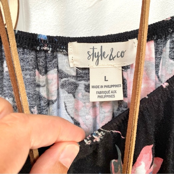 Style & CO off shoulder boho floral Gypsy raffle sleeves blouse shabby chic vibe - Picture 9 of 12